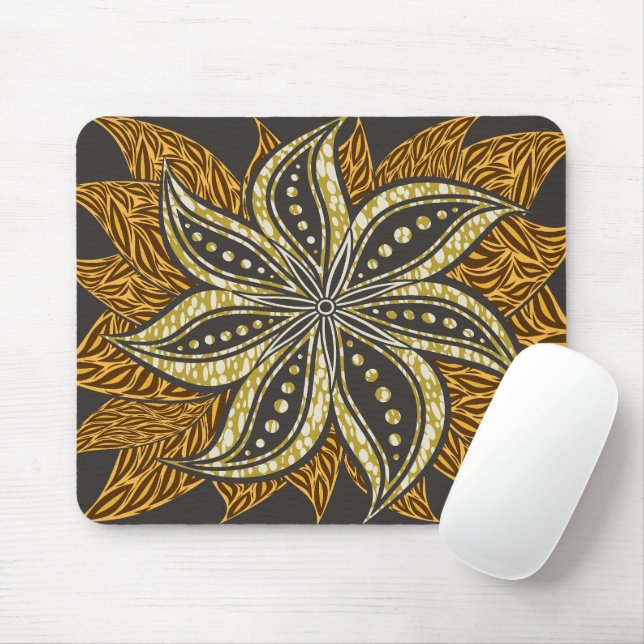 African Abstract Floral Batik Style Mouse Pad (With Mouse)