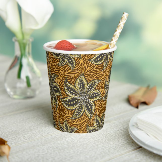 African Abstract Floral Batik Style Paper Cups (Insitu)