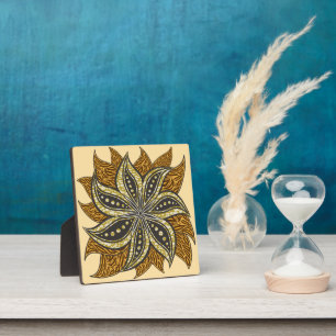African Abstract Floral Batik Style Plaque