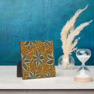 African Abstract Floral Batik Style Plaque