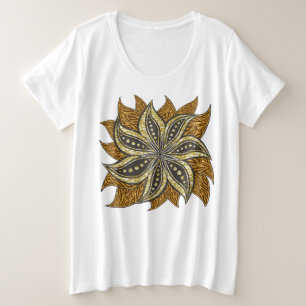 African Abstract Floral Batik Style Plus Size T-Shirt