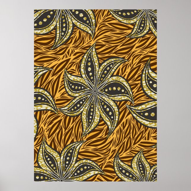 African Abstract Floral Batik Style Poster (Front)