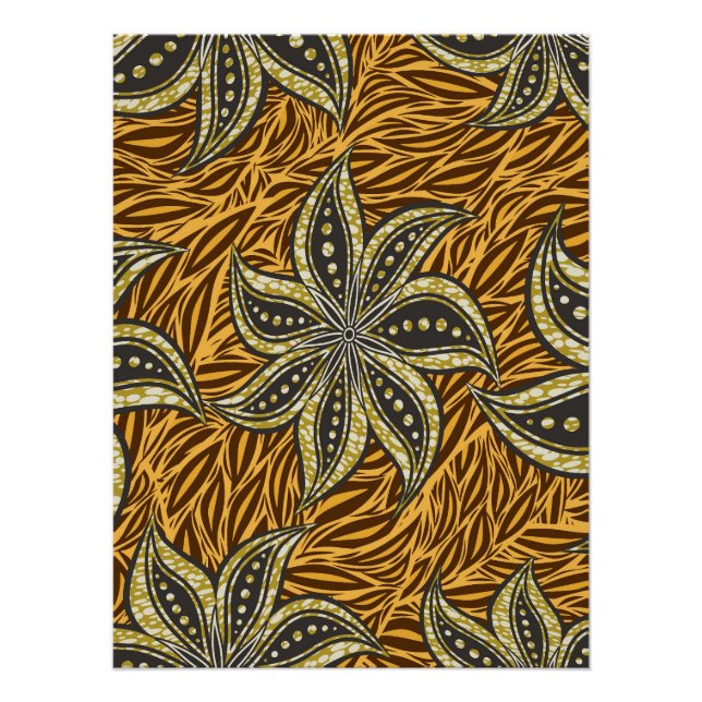 African Abstract Floral Batik Style Poster (Front)