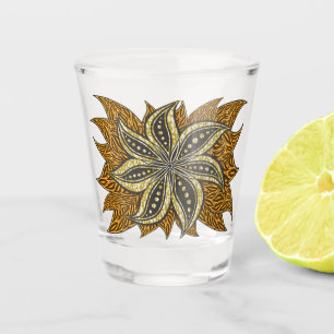 African Abstract Floral Batik Style Shot Glass