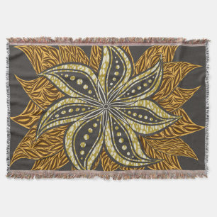 African Abstract Floral Batik Style Throw Blanket