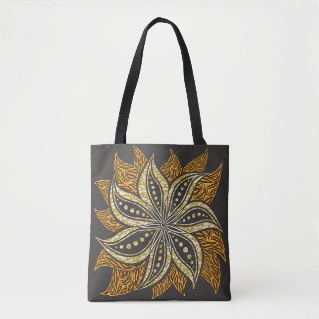 African Abstract Floral Batik Style Tote Bag (Front)