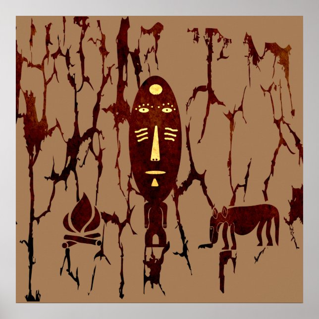 african abstract modern portrait afro art poster (Front)