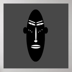 african abstract modern portrait afro art poster