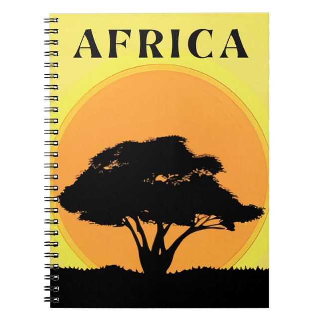 African Acacia Tree Against an Orange Sunset Notebook (Front)