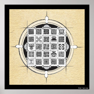 African Adinkra and Kufic Arabic on Parchment Poster