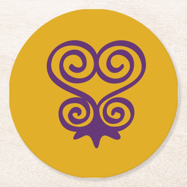 African Adinkra Symbol (Sankofa) Round Paper Coaster (Front)