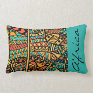 African Africa Pattern Print Typography Lumbar Cushion