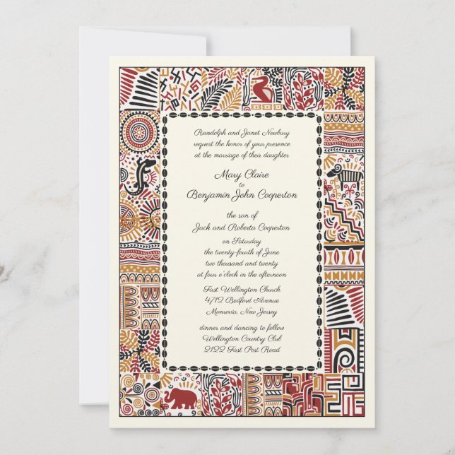 African Afternoon Wedding Invitation (Front)