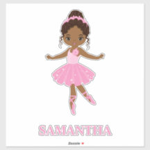 African Amecan Ballerina Girl Vinyl Sticker