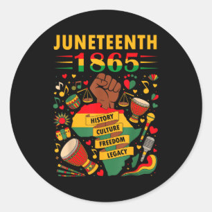 African american 1865 juneteenth black history classic round sticker