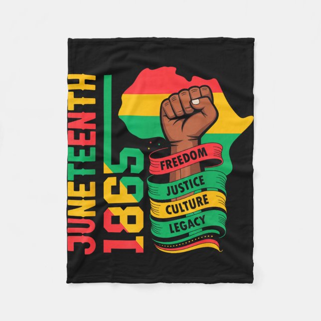 African american 1865 juneteenth black history fleece blanket (Front)