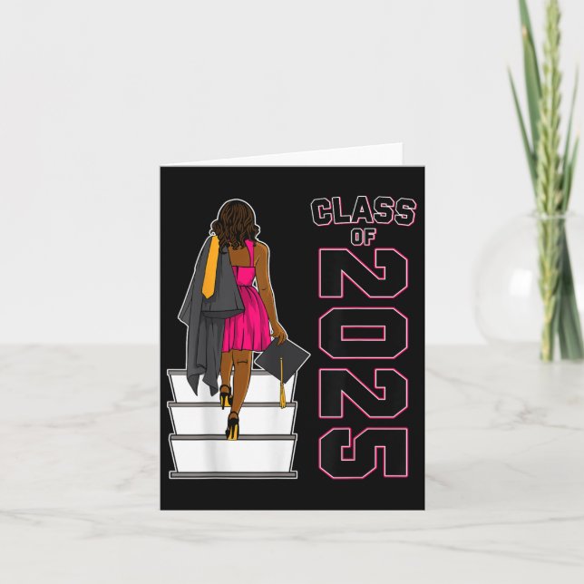 African American Afro Black Girl Graduation Cl Of  Card (Front)