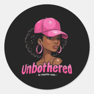 African American Afro Queen Sy Black Woman Unbothe Classic Round Sticker