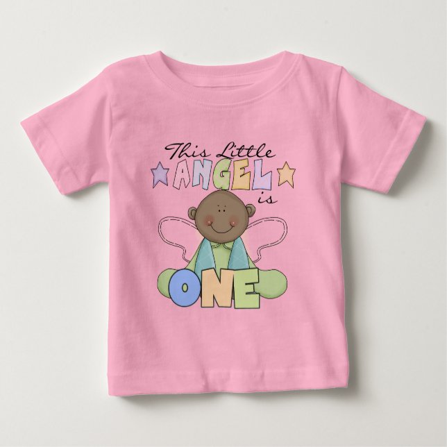 African American Angel 1st Birthday Tshirts (Front)