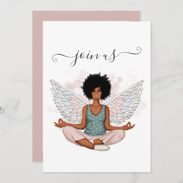 African American Angel Bachelorette Party Invitation (Front/Back)