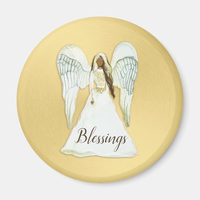 African American Angel Christmas Magnet (Front)