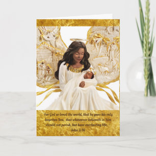 African American Angel & Holy Child Christmas Card