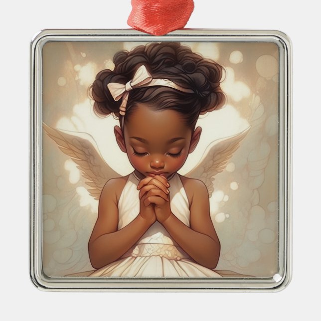 African American Angel Wings Metal Tree Decoration (Front)