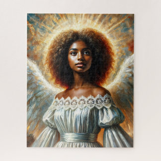 African American Angel With Halo Jigsaw Puzzle