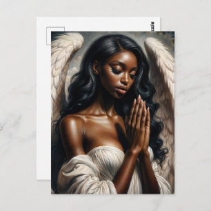 African American Angel Woman Praying Postcard