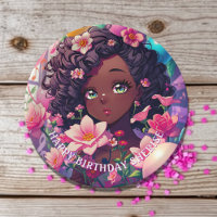 African-American Anime Girl Personalised Birthday