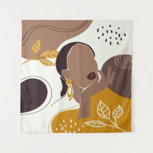 African American Art, Leaf Girl Print, Black Woman Tapestry