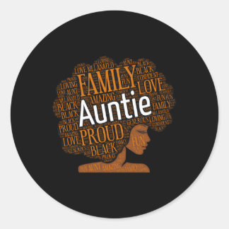 African American Aunt Auntie Afro Classic Round Sticker