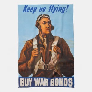 African American Aviators Fighter Pilots of WW2 Tea Towel