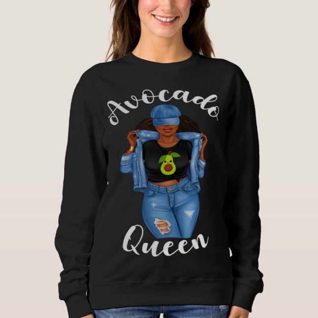 African American Avocado Queen Vegan Veganism Crue Sweatshirt (Front)