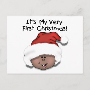 African American Baby 1st Christmas Holiday Postcard