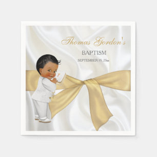 African American Baby Boy Baptism Christening Napkin