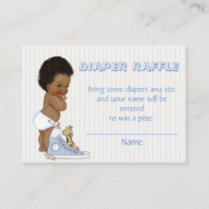 African American Baby Boy Diaper Raffle Ticket Enclosure Card