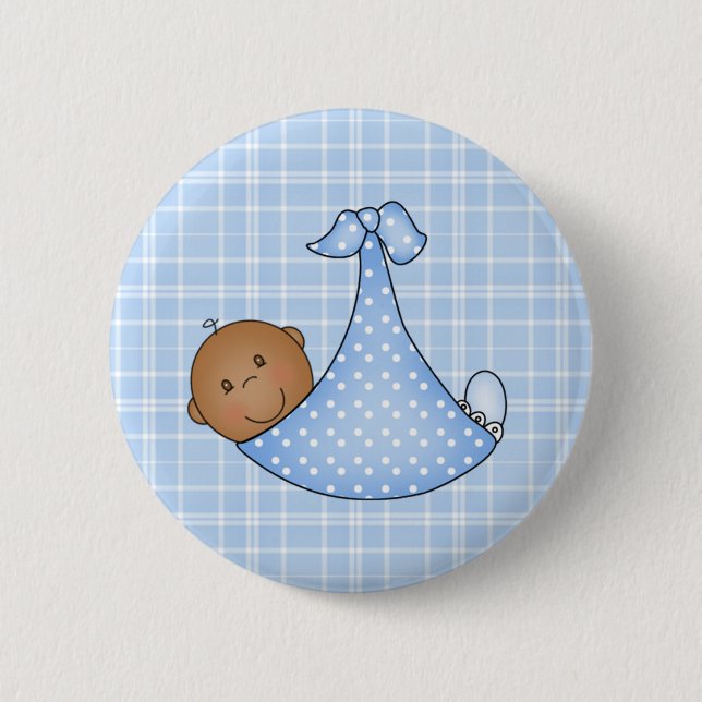 African American Baby Boy in Blanket 6 Cm Round Badge (Front)