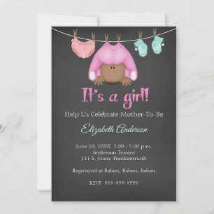 African American Baby Girl Baby Shower Invitation