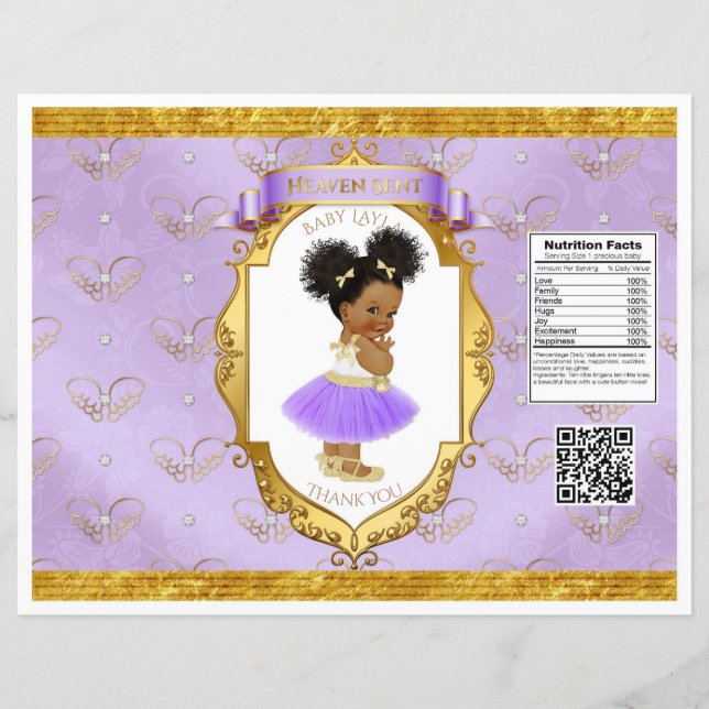African American Baby Girl Lavender Chip Bag (Front)