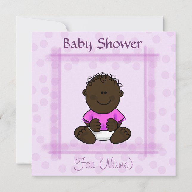 African-American Baby Girl Shower Invitation (Front)