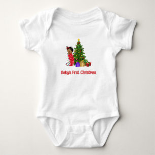 African American Baby Girl's First Christmas Bodysuit