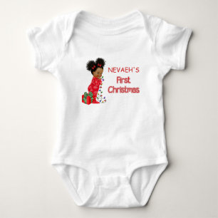 African American Baby Girl's First ChristmaT-Shirt Bodysuit