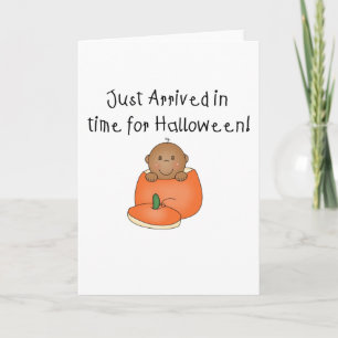 African American Baby Halloween Just Arrived Card