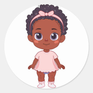 African american baby little girl  classic round sticker
