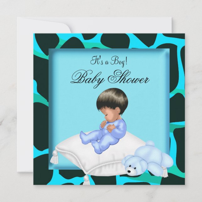 African American Baby Shower Boy Animal Print Invitation (Front)