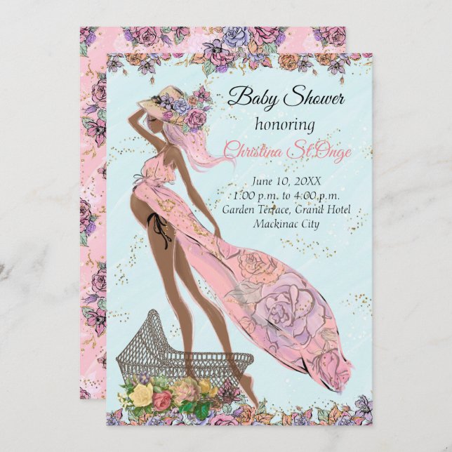 African American Baby Shower Invitation (Front/Back)