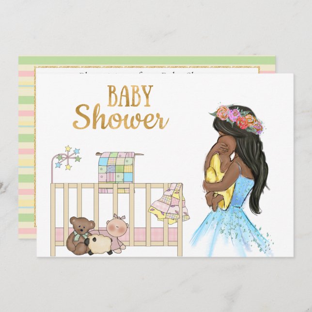African American Baby Shower Invitation (Front/Back)