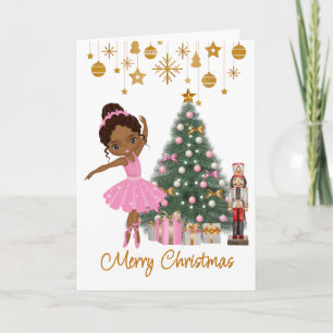 African American Ballerina Christmas Greeting Card