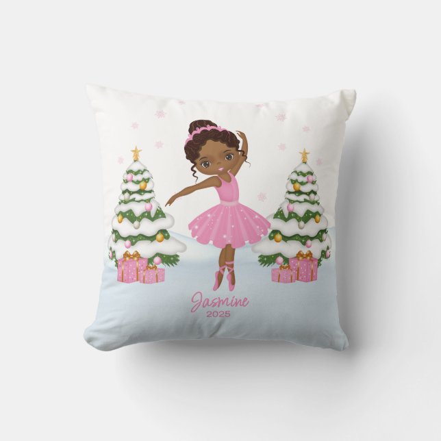 African American Ballerina Christmas Ornaments Cushion (Front)